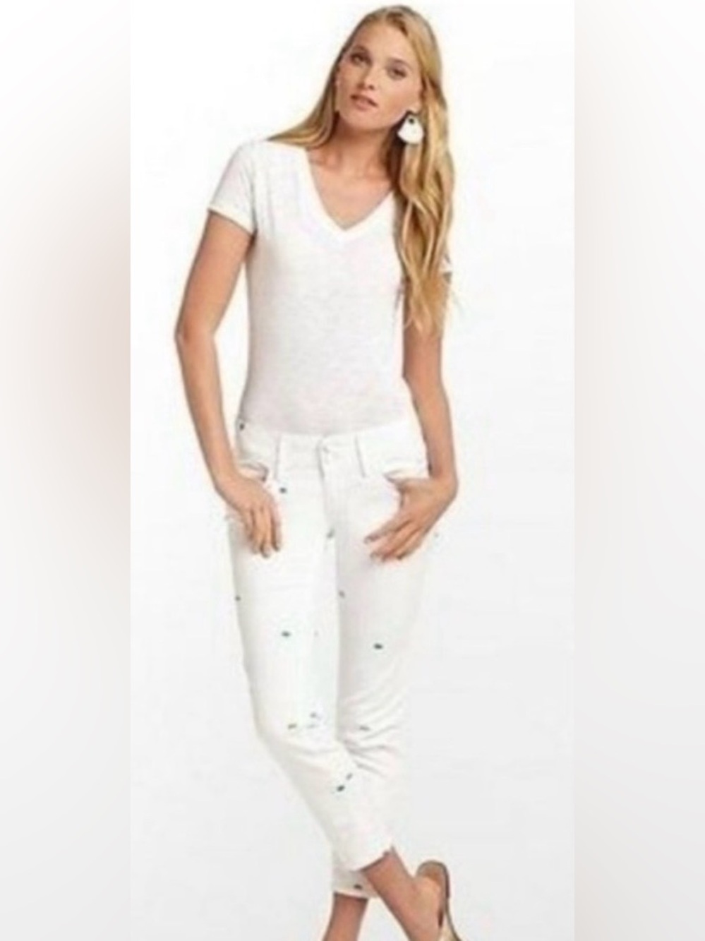 Lilly Pulitzer Resort White Worth Skinny Mini Rainbow Fish Jeans Pants NWT